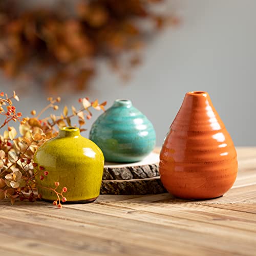 Sullivans Ceramic Vase Set- 3 Small Vases, Rustic Home Décor, Modern Farmhouses; Ideal Shelf Décor, Table Décor, Bookshelf, Mantle, Multicolored (CM2219) - Image 4