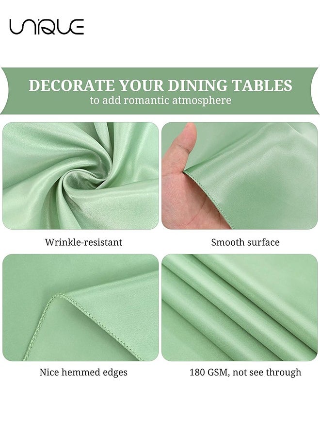 Unique 10 Pcs Satin Napkins, Square Table Napkins, 17x17" Soft Dinner Napkins Elegant Silk Napkins for Dinner Wedding Parties, Soft Smooth Fabric Washable Napkins for Parties, Weddings and Dinners-Sage Green  - Image 3
