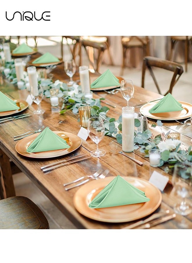 Unique 10 Pcs Satin Napkins, Square Table Napkins, 17x17" Soft Dinner Napkins Elegant Silk Napkins for Dinner Wedding Parties, Soft Smooth Fabric Washable Napkins for Parties, Weddings and Dinners-Sage Green  - Image 5