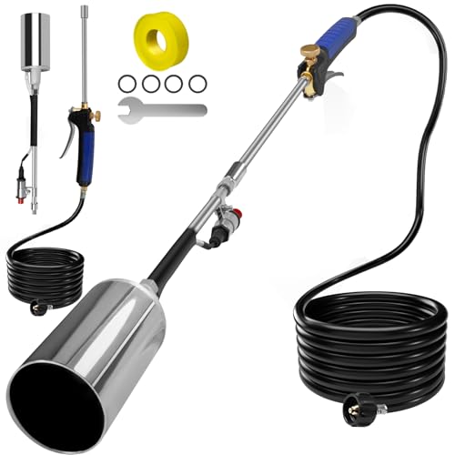 Fiulensyi Propane Torch Weed Burner KitHigh OutputHeavy Duty Blow Torch Flamethrower with 10FT Hose for WeedingRoof Asphaltlce SnowRoad MarkingCharcoal - Image 1