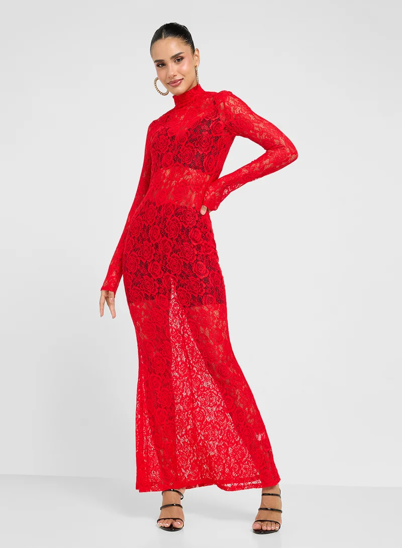 Ginger Floral Lace Maxi Dress