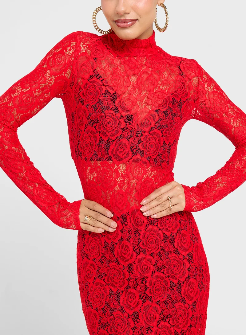 Ginger Floral Lace Maxi Dress
