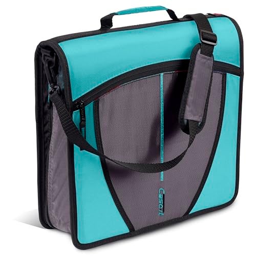Case it Case-it Mighty Zip Tab School Zipper Binder | 3-Inch O-Rings, 600-Sheet Capacity, 5-Subject Expanding File Folder, Multiple Pockets & Storage Organizer, Shoulder Strap | D-146 Spearmint - Image 1
