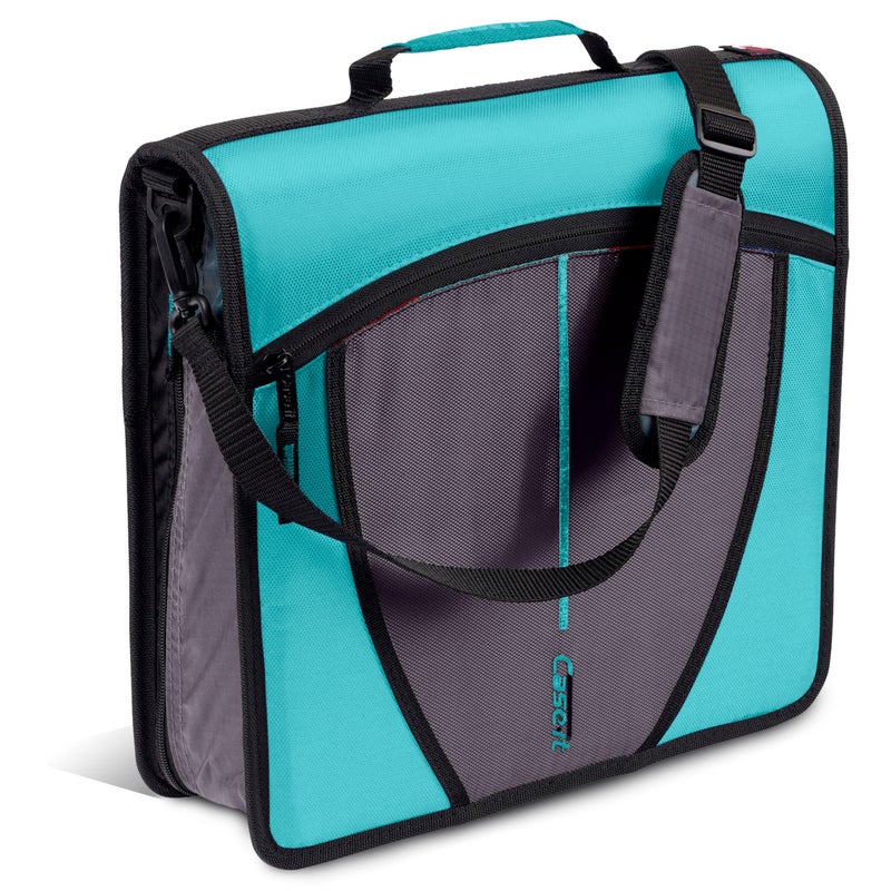 Case it Case-it Mighty Zip Tab School Zipper Binder | 3-Inch O-Rings, 600-Sheet Capacity, 5-Subject Expanding File Folder, Multiple Pockets & Storage Organizer, Shoulder Strap | D-146 Spearmint - Image 5