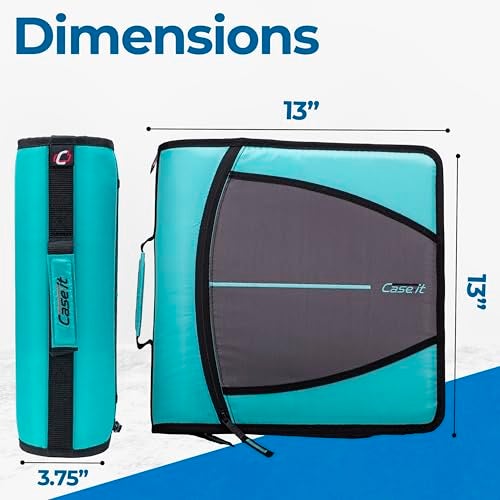 Case it Case-it Mighty Zip Tab School Zipper Binder | 3-Inch O-Rings, 600-Sheet Capacity, 5-Subject Expanding File Folder, Multiple Pockets & Storage Organizer, Shoulder Strap | D-146 Spearmint - Image 2