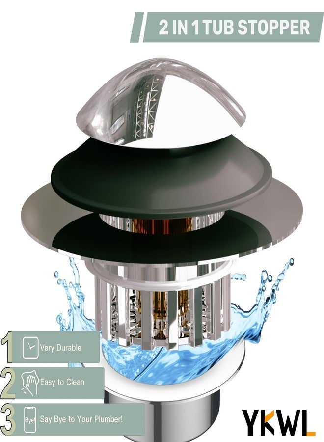 YKWL Bathtub Drain Stopper, Bath tub Drain Hair Catcher, Universal Bathtub Stopper, Bath tub Plug, Pop-up Tub Stopper with Effective Filter Basket, Anti-Clogging Magic Drain for Drain Shoe (Chrome) - Image 2