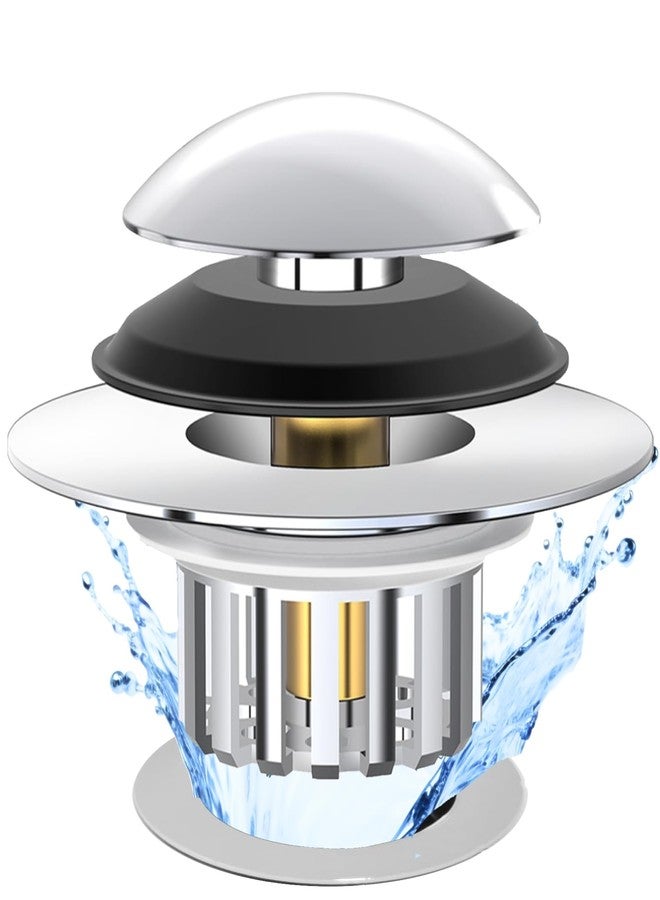 YKWL Bathtub Drain Stopper, Bath tub Drain Hair Catcher, Universal Bathtub Stopper, Bath tub Plug, Pop-up Tub Stopper with Effective Filter Basket, Anti-Clogging Magic Drain for Drain Shoe (Chrome) - Image 1