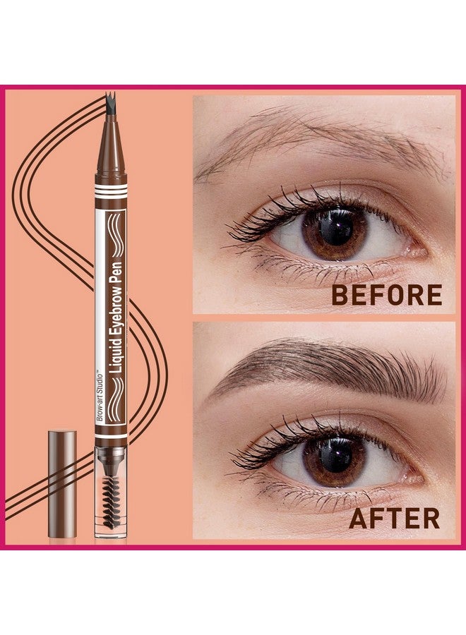 iMethod Microblading Eyebrow Pen - Eyebrow Pencil 2-in-1 Dual-Ended Eye Brow Pencils for Women with 3-Fork-Tip and Spoolie Brush Create Natural Hair-Like Defined Brows, Last All-Day, Dark Brown - Image 3