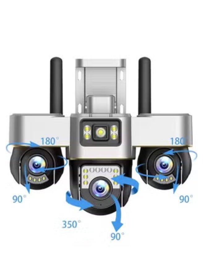 Gulf Trend WiFi PTZ Security Camera 3 Lens 360° Pan Tilt Wireless IP Surveillance Camera with AI Human Detection, Auto Motion Tracking, Full Color Night Vision, Two-Way Audio, Weather Resistant, HD Remote Monitoring for Home, Office, Shop, Warehouse, V380 Pro - Image 1