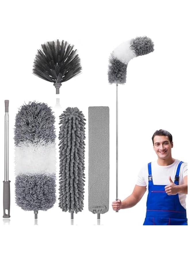 هوكور منفضة غبار للتنظيف قابلة للتمدد من توريسيك، منفضة ريش مع عمود تلسكوبي بمقبض طويل 2.4 متر، منفضة غبار قابلة للفصل والانحناء والغسل لتنظيف نسيج العنكبوت والستائر والسقف العالي والمصابيح والسيارات - Image 1