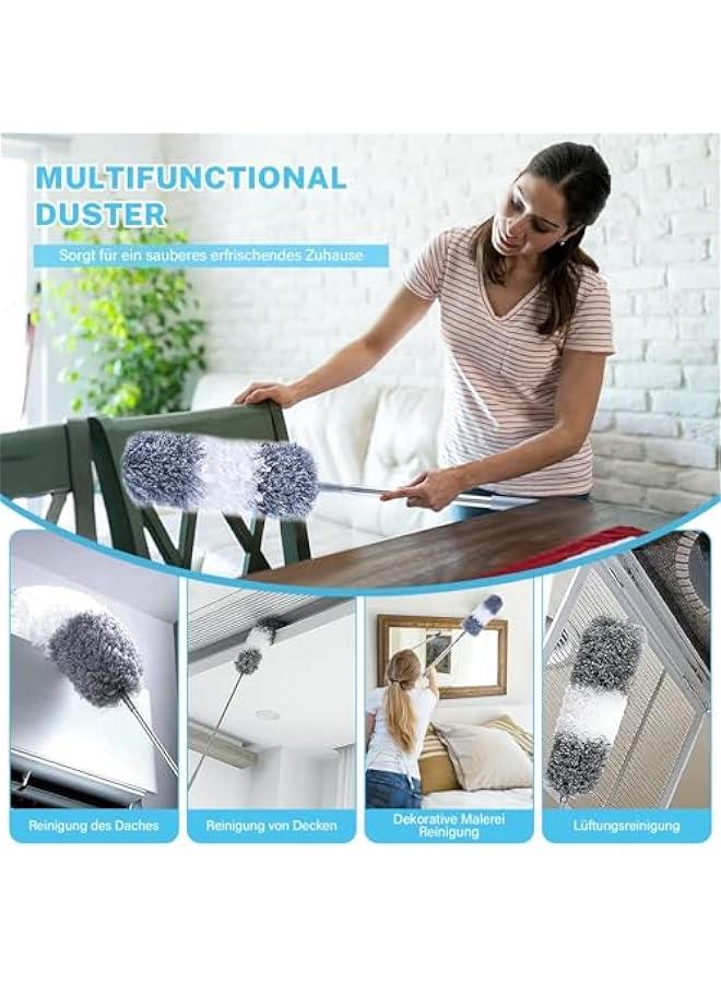 هوكور منفضة غبار للتنظيف قابلة للتمدد من توريسيك، منفضة ريش مع عمود تلسكوبي بمقبض طويل 2.4 متر، منفضة غبار قابلة للفصل والانحناء والغسل لتنظيف نسيج العنكبوت والستائر والسقف العالي والمصابيح والسيارات - Image 3