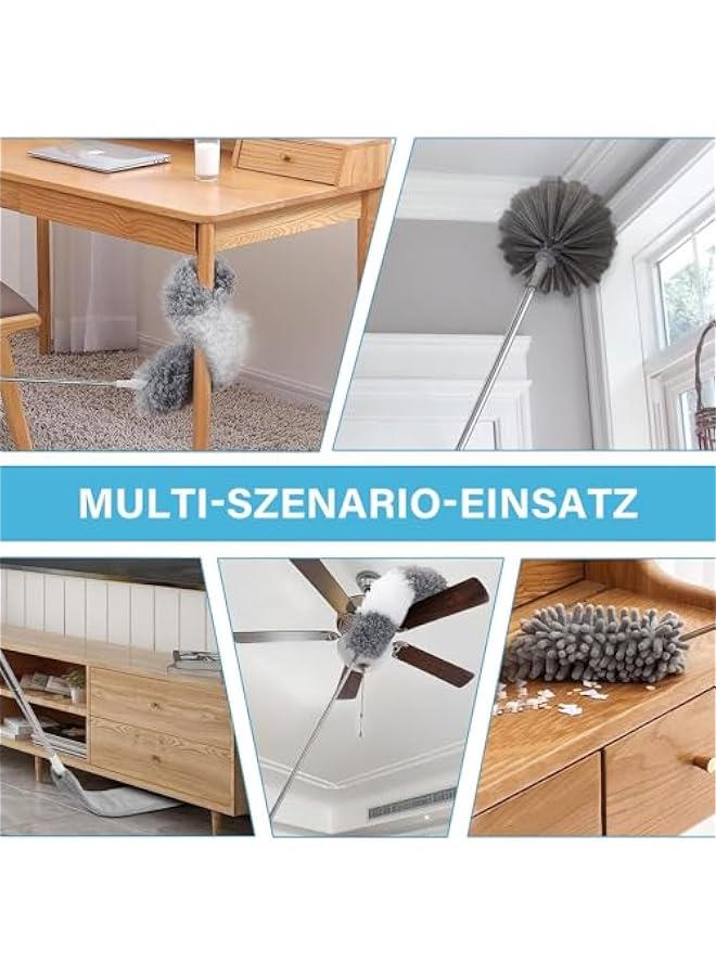 هوكور منفضة غبار للتنظيف قابلة للتمدد من توريسيك، منفضة ريش مع عمود تلسكوبي بمقبض طويل 2.4 متر، منفضة غبار قابلة للفصل والانحناء والغسل لتنظيف نسيج العنكبوت والستائر والسقف العالي والمصابيح والسيارات - Image 5