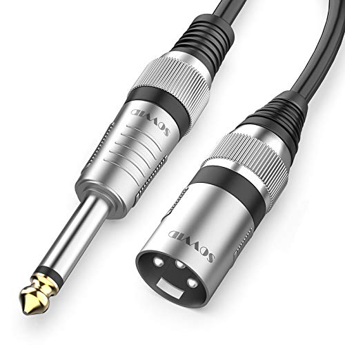 Sovvid 3FT XLR to 1/4" Mic Cable - 6.35mm TS Mono 3 Pin to Quarter Inch TS Male Unbalanced Interconnect Wire - Image 1