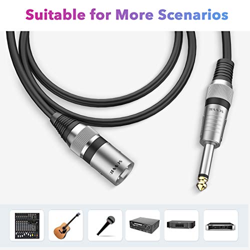 Sovvid 3FT XLR to 1/4" Mic Cable - 6.35mm TS Mono 3 Pin to Quarter Inch TS Male Unbalanced Interconnect Wire - Image 5