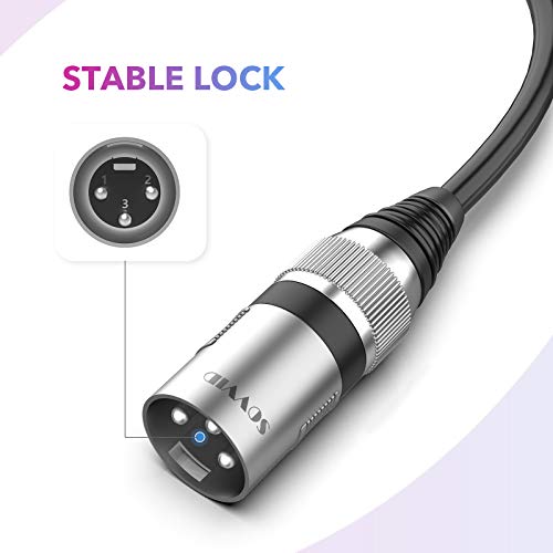 Sovvid 3FT XLR to 1/4" Mic Cable - 6.35mm TS Mono 3 Pin to Quarter Inch TS Male Unbalanced Interconnect Wire - Image 4