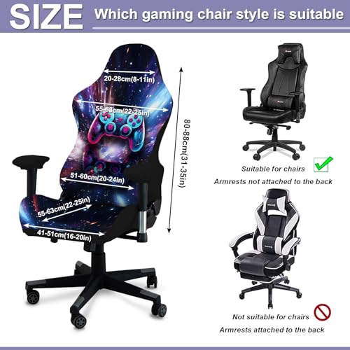 QYZDLM Gaming Chair Covers, 3D Printing Stretchable Soft Non-Slip Easy to Install Gamer Chair Cover with Armrest Cover(No Chair)(A) - Image 5