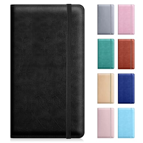 Pisypox Checkbook Cover for Personal Checkbook，Pu Leather Check Book Covers for Women and Men，With Pen holders and Elastic Bands & Built-in Clear Plastic Divider for Duplicate Checks，Black - Image 1