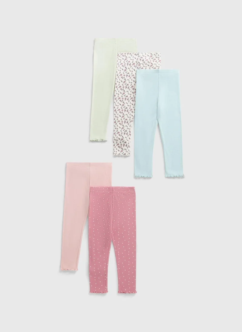 Matalan 5 Pack Girls Multicolour Leggings