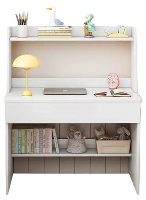 Modern Hutch Desk with Wood Top and No Distressing Design - Ideal for Small Spaces - Without Chairs