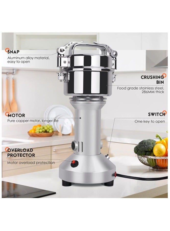 Electric Grain Grinder 200g High Speed Spice Herb Grinder Mill Pulverizer with 3 Blades Stainless Steel Powder Machine for Dry Spices Herbs Grains Coffee Seeds Rice Corn Pepper - Image 5