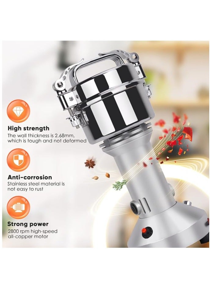 Electric Grain Grinder 200g High Speed Spice Herb Grinder Mill Pulverizer with 3 Blades Stainless Steel Powder Machine for Dry Spices Herbs Grains Coffee Seeds Rice Corn Pepper - Image 2