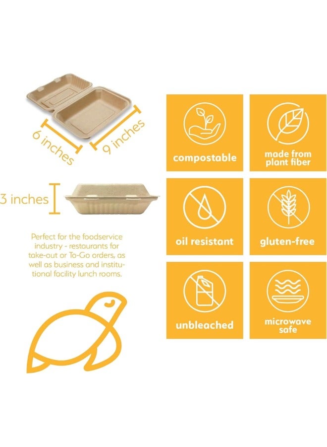 هالاباك 20 قطعة من حاوية تفل قصب السكر من هالباك مع غطاء مفصلي، 6 أحجام للاستعمال مرة واحدة، صناديق حاويات طعام قابلة للاستخدام في الميكروويف، وجبات غداء للمطاعم (عرض 23 × طول 15 × ارتفاع 8) - Image 4