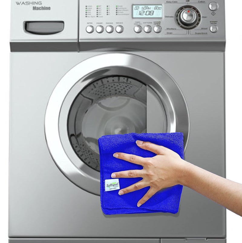 SOFTSPUN Microfiber Cleaning Cloths 3pcs 40x40cms 340GSM Blue Highly Absorbent Lint and Streak Free Multi Purpose Wash Cloth for Kitchen Car Window Stainless Steel Silverware - Image 4