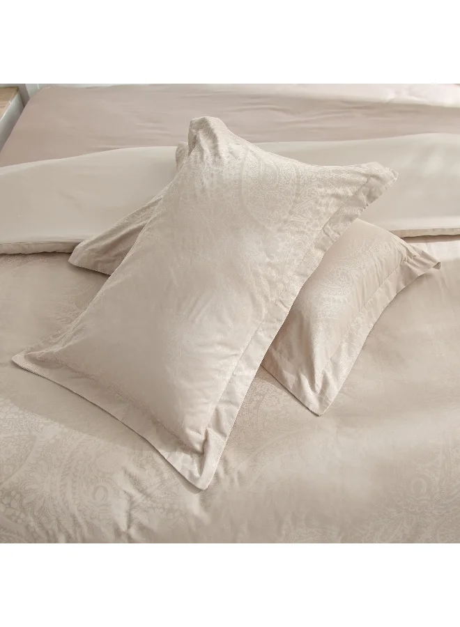 Home Box Opulent Luxe Printed 3-Piece Cotton Jacquard Queen King Duvet Cover Set - 220x220 cm