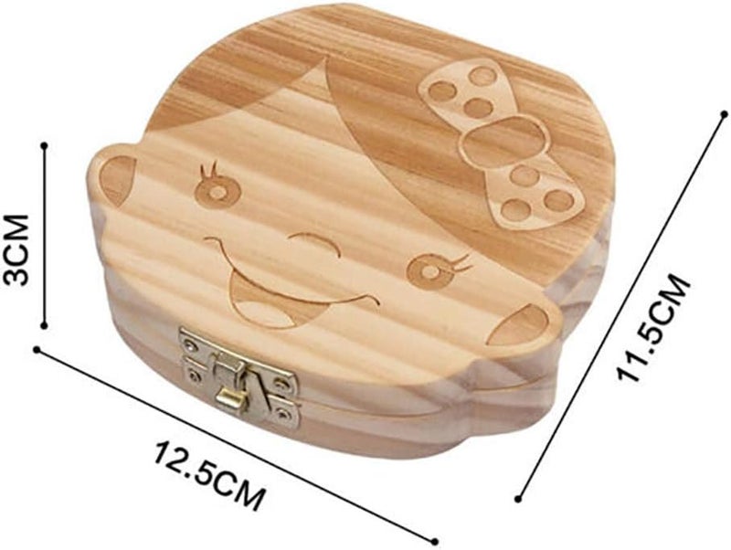 klarako 1 Piece Baby Teeth Box Save Organizer Wooden Tooth Keepsake Box for Lovely Birth Gifts Baby Memory Storage Boxes - Image 4