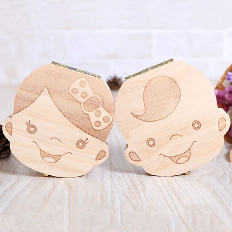 klarako 1 Piece Baby Teeth Box Save Organizer Wooden Tooth Keepsake Box for Lovely Birth Gifts Baby Memory Storage Boxes - Image 5