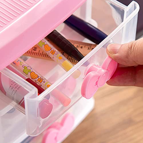 BxuxJar 3 Drawer Storage Organizer Small Plastic Drawer Kawaii Pink Desk Organizer Drawer for Bathroom, Dorm, Desk, Office - Image 4