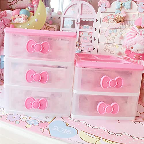 BxuxJar 3 Drawer Storage Organizer Small Plastic Drawer Kawaii Pink Desk Organizer Drawer for Bathroom, Dorm, Desk, Office - Image 3