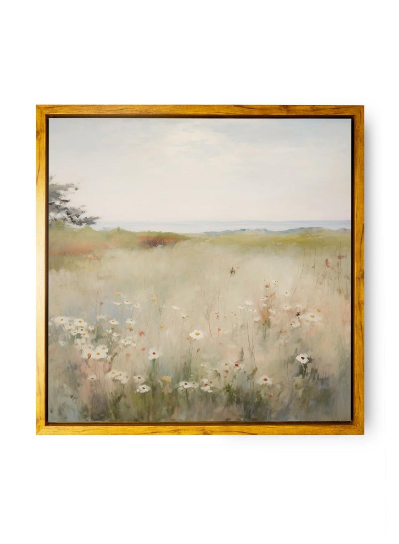 لوحة كانفاس على إطار خشبي بإطار خارجي باللون الخشبي وتصميم كلاسيكي للزهور - Image 5