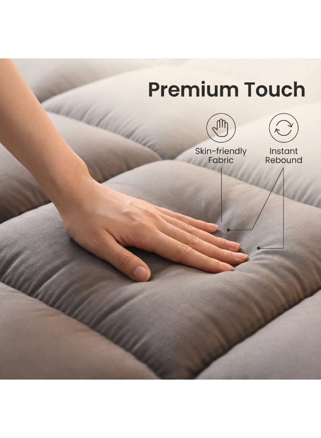 Y&D Premium Hotel Mattress Topper with Elastic Bands, Super Soft Microfiber Fabric, Soft Down Alternative Filling, 10 cm Thickness - Image 5