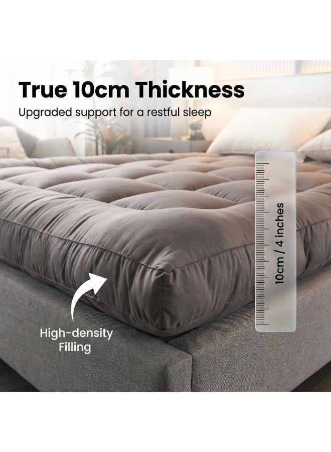 Y&D Premium Hotel Mattress Topper with Elastic Bands, Super Soft Microfiber Fabric, Soft Down Alternative Filling, 10 cm Thickness - Image 3