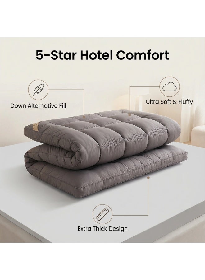 Y&D Premium Hotel Mattress Topper with Elastic Bands, Super Soft Microfiber Fabric, Soft Down Alternative Filling, 10 cm Thickness - Image 2