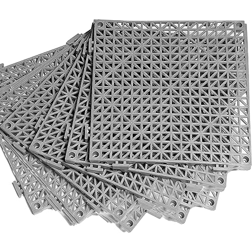 EVANCENT 8Pack Rubber Mats with Holes, 12” x 12” Non-Slip Drain Flooring Mat for HotTub Pool Deck, Soft PVC Cushion Mats Splicing Rubber Tiles with Holes for Doormat Porch Patio Kennel Fool - Image 1