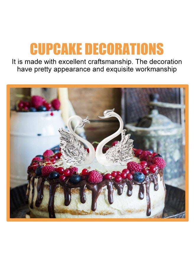 BESTOYARD Couple Swan Cake Topper Wedding: Cake Topper Swan Figurine Statue With Crown Party Heart Shaped Car Dashboard Decorations For Valentines Day Wedding Anniversary - Image 3