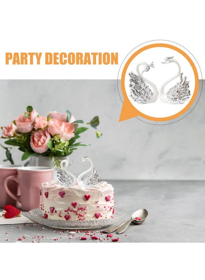 BESTOYARD Couple Swan Cake Topper Wedding: Cake Topper Swan Figurine Statue With Crown Party Heart Shaped Car Dashboard Decorations For Valentines Day Wedding Anniversary - Image 5