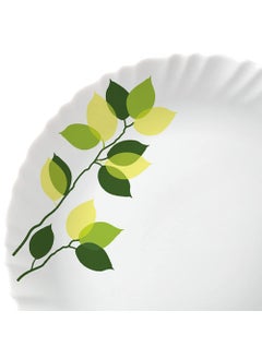 LARAH BY BOROSIL Larah by Borosil Green Leaves Silk Series Opalware Dinner Set | 6 Pieces for Family of 2 | Microwave & Dishwasher Safe | Bone-Ash Free | Crockery Set for Dining & Gifting | Plates & Bowls | White  - Image 3