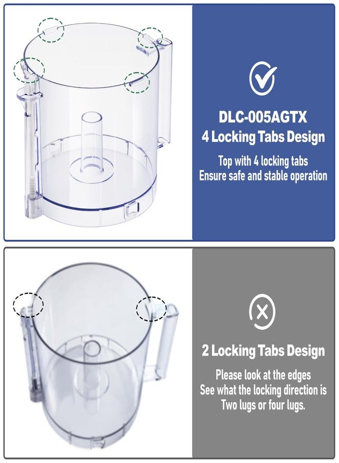 IHOUMEX وعاء بديل لمحضر الطعام DLC-005AGTXT1 مع مقبض، سعة 14 كوب، متوافق مع محضر الطعام Cuisinart DFP-14، يناسب غطاء وعاء محضر الطعام DFP-14NWBCT1 - Image 5