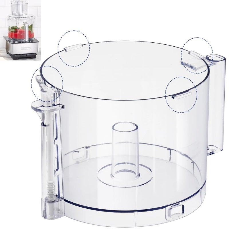 IHOUMEX وعاء بديل لمحضر الطعام DLC-005AGTXT1 مع مقبض، سعة 14 كوب، متوافق مع محضر الطعام Cuisinart DFP-14، يناسب غطاء وعاء محضر الطعام DFP-14NWBCT1 - Image 1