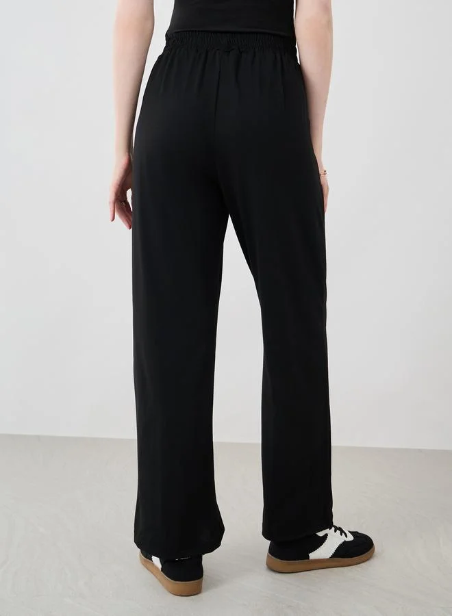 Take Two Take Two Women Black Bow Tie Embroidered Drawstring Waist Joggers