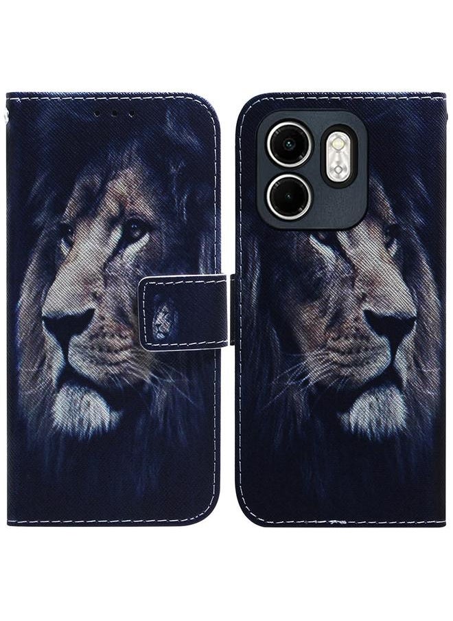 Zaboon - For Infinix Hot 50i / Smart 9 Coloured Drawing Flip Leather Phone Case(Lion) - Image 1