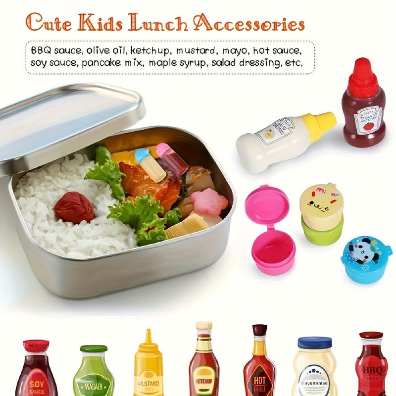 38 Piece Lunch Box Accessories Set Cute Animal Fruit Fork Dessert Fork ABS Plastic Portable Tomato Honey Salad Seasoning Dispensing Bottle Office Kitchen Utensils Picnic Oil Sauce Container Apartment Essentials - Image 5