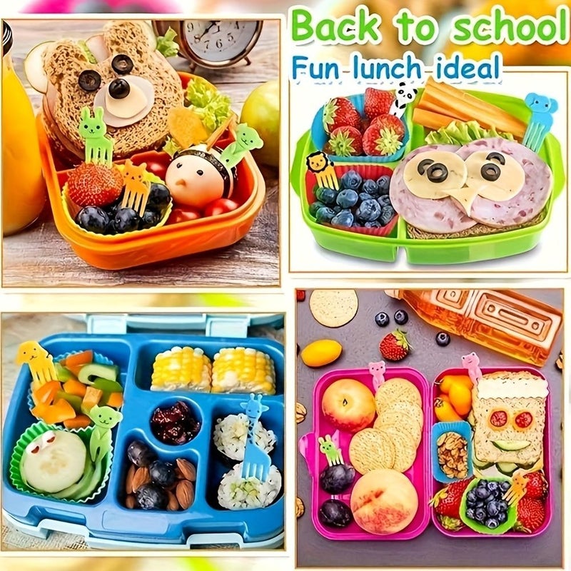 38 Piece Lunch Box Accessories Set Cute Animal Fruit Fork Dessert Fork ABS Plastic Portable Tomato Honey Salad Seasoning Dispensing Bottle Office Kitchen Utensils Picnic Oil Sauce Container Apartment Essentials - Image 3