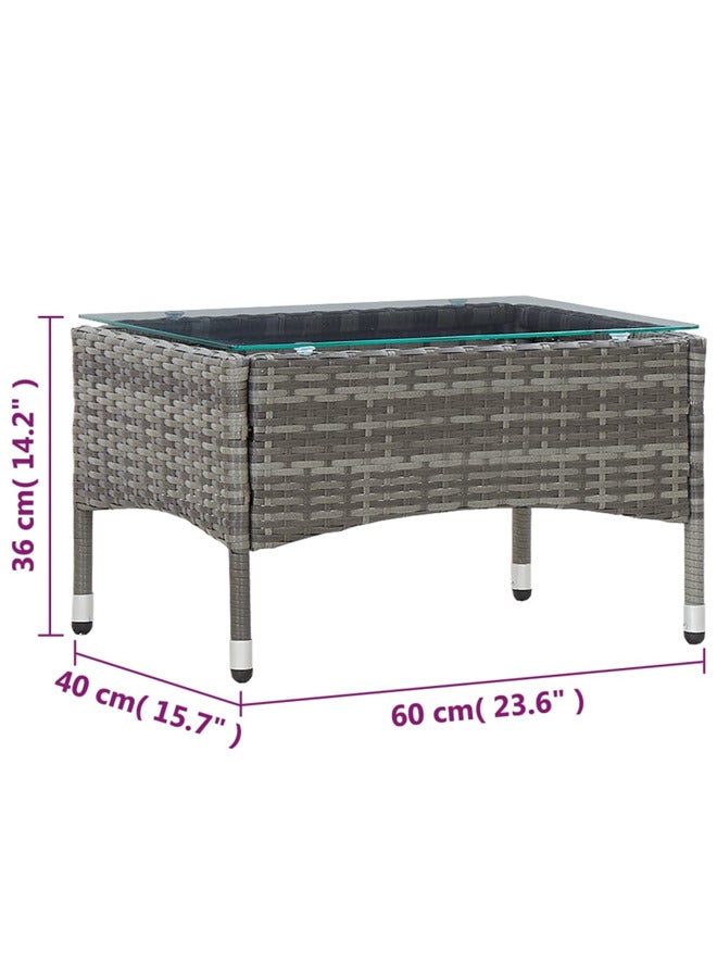 vidaxl Coffee Table Grey 60x40x36 cm Poly Rattan 45908 - Image 5