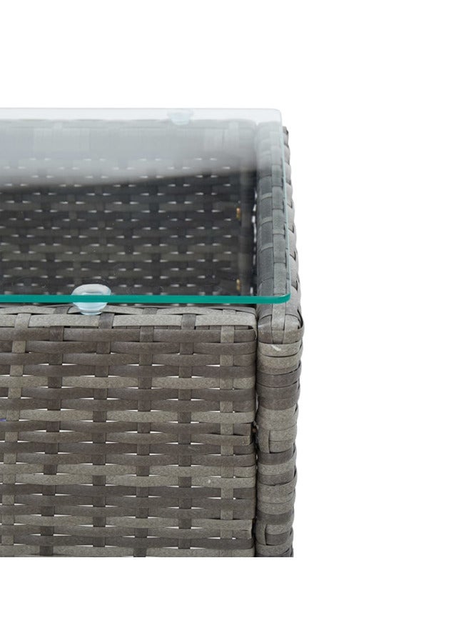 vidaxl Coffee Table Grey 60x40x36 cm Poly Rattan 45908 - Image 3