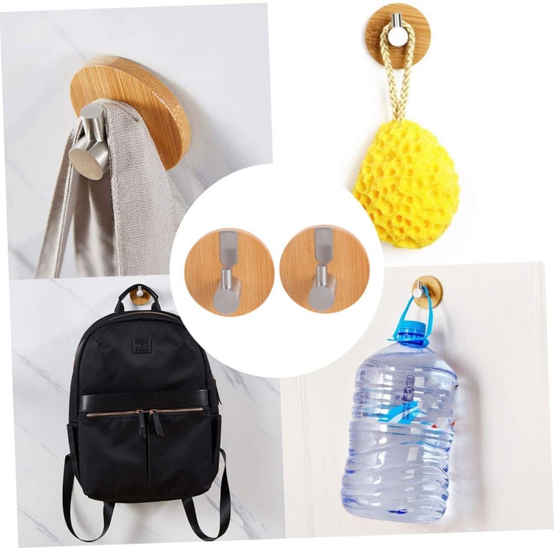Toyvian 2pcs Punch-Free Round Stainless Steel and Wall Hanging Hooks Adhesive Coat and Hat Hangers for Home Organization - Image 4