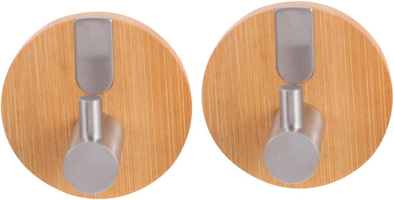 Toyvian 2pcs Punch-Free Round Stainless Steel and Wall Hanging Hooks Adhesive Coat and Hat Hangers for Home Organization - Image 1